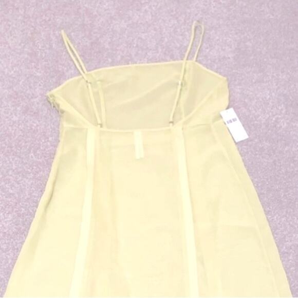 BY ANTHROPOLOGIE Y2K Fully Sheer Slip Dress Sz. 4 Chartreuse Feminine Coquette - Picture 11 of 12